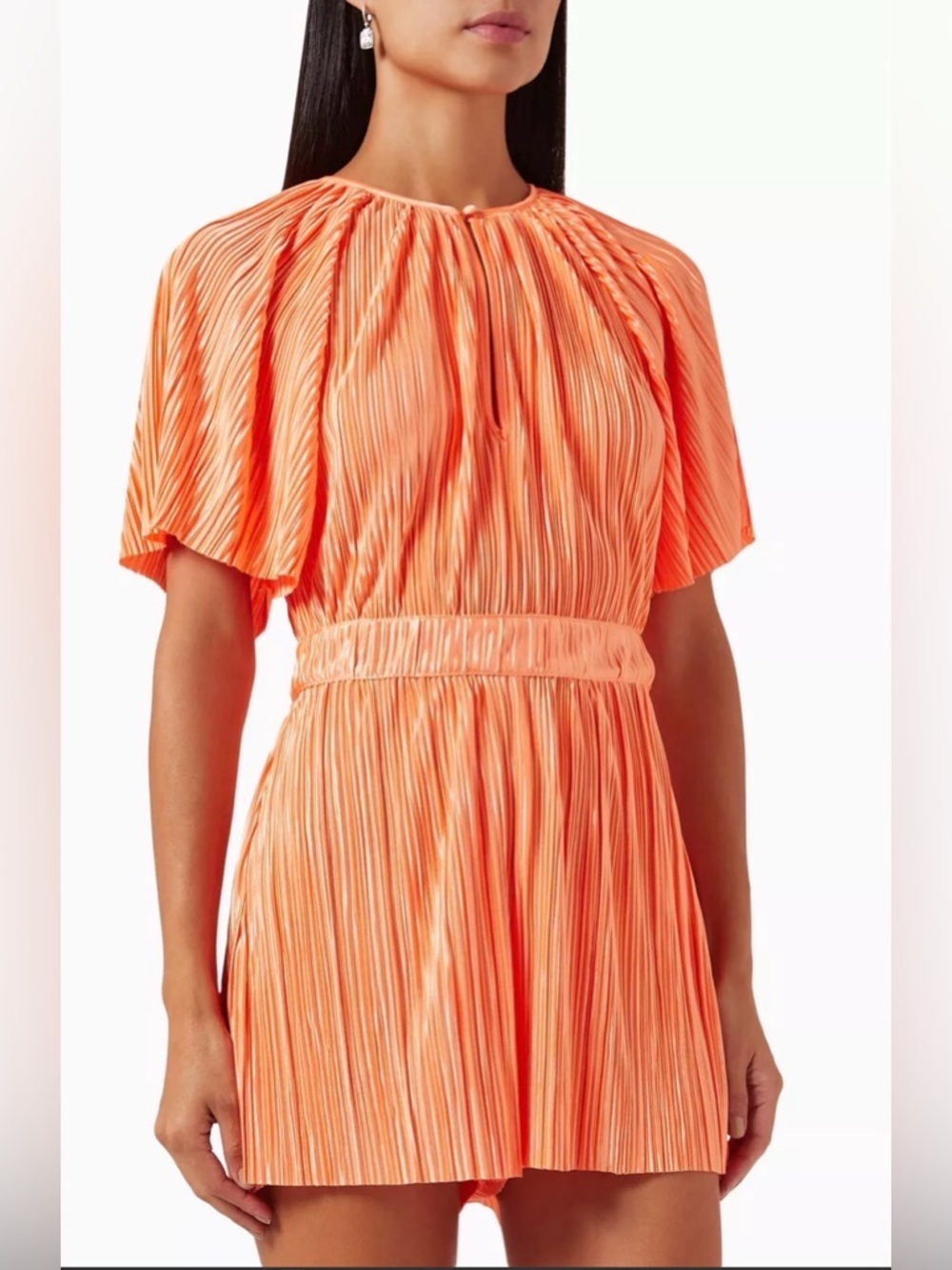 MINKPINK Pleated Orange Romper